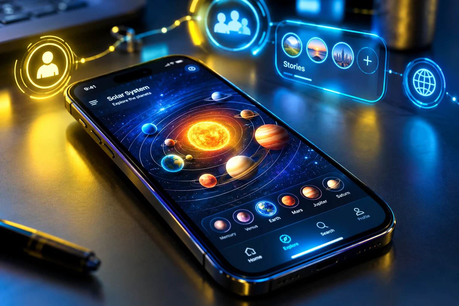 snap chat Planet Interactive Solar System Map displayed on a modern smartphone showing Snapchat Planets feature