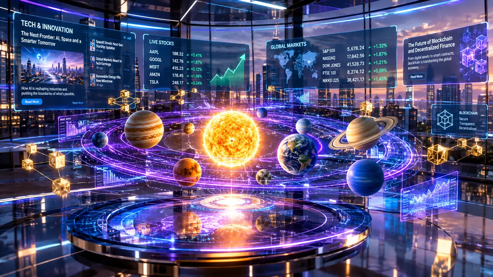 snap chat Planet Futuristic technology display showing Interactive Solar System Map on Smartphone representing Snapchat features
